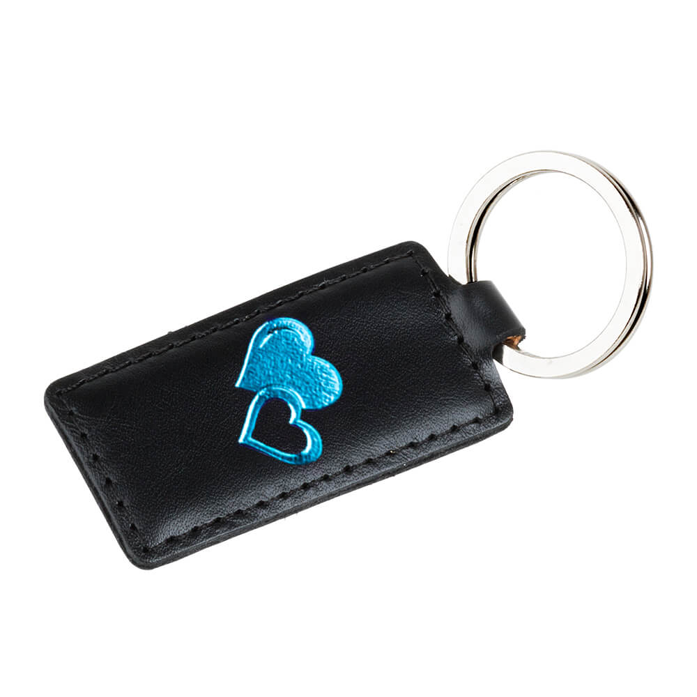 Genuine leather Back case - Costa Black - Blue Hearts - Transparent TPU