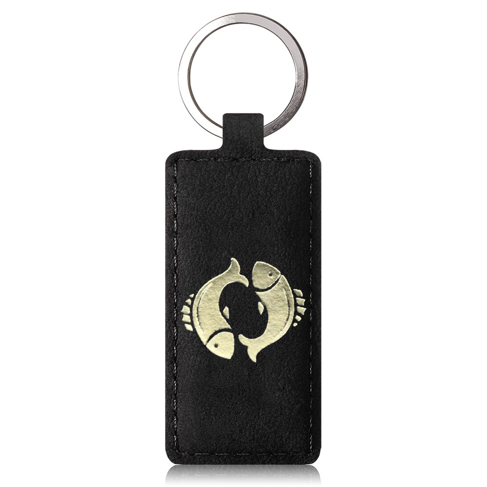 Keychain - Nubuck Black - Gold Pisces