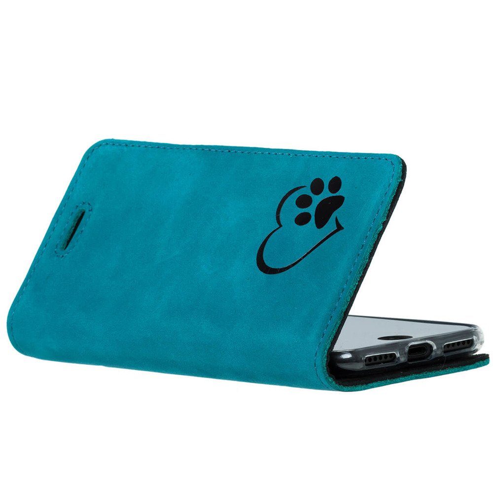 Smart magnet RFID - Turquoise - Black Paw in Heart - Transparent TPU